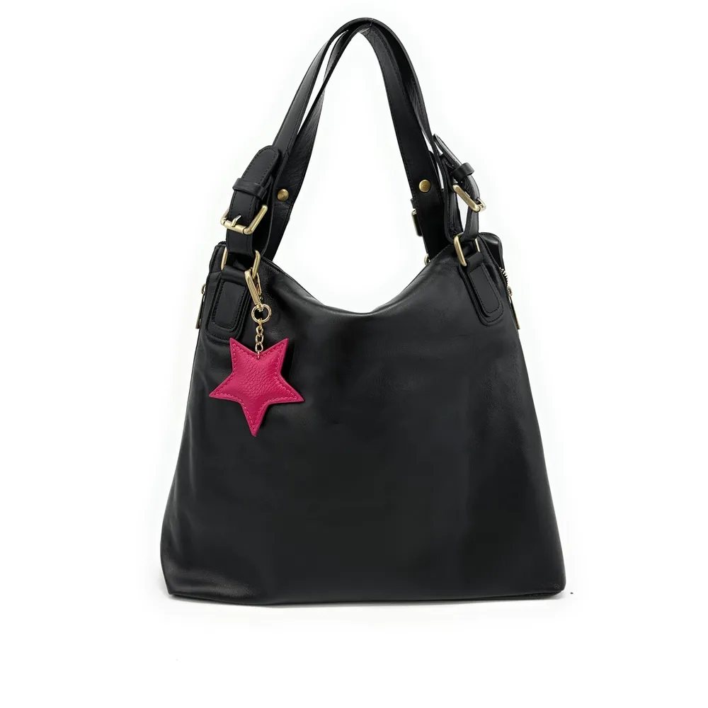 Sac porté épaule en cuir lisse CAMELIA Noir - Image 4