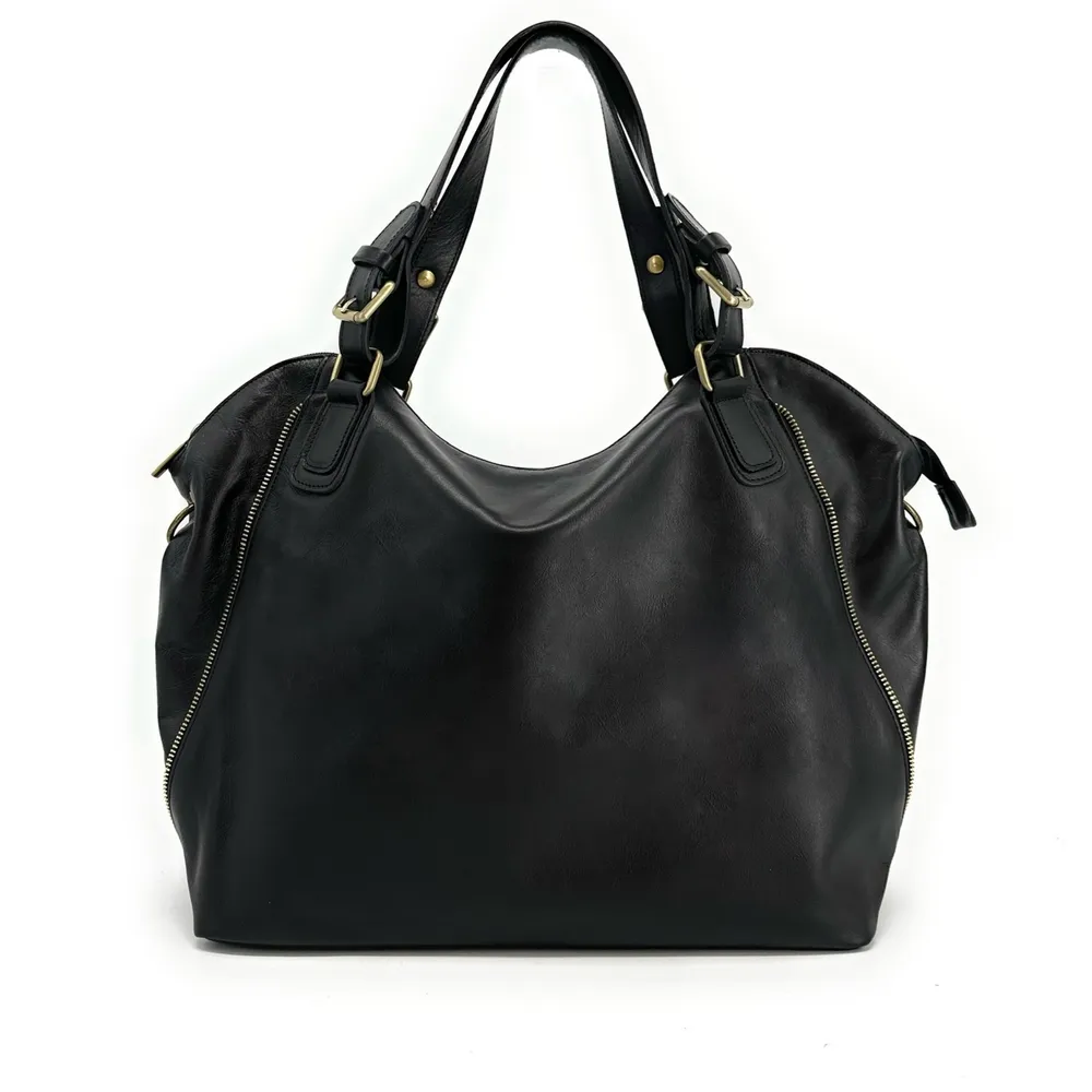 Sac porté épaule en cuir lisse CAMELIA Noir - Image 5