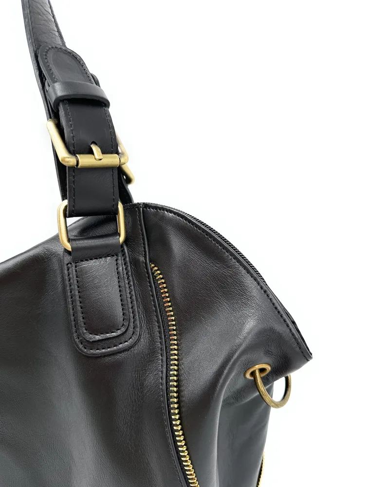 Sac porté épaule en cuir lisse CAMELIA Noir - Image 7