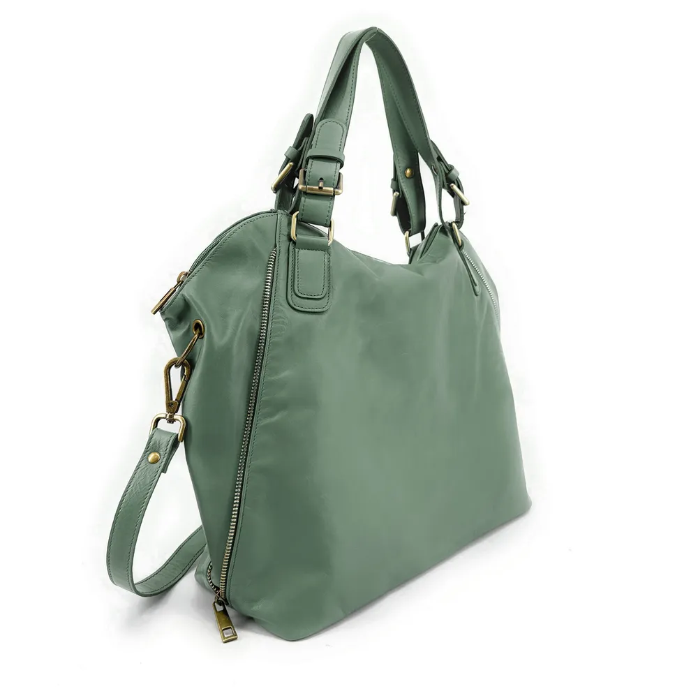 Sac porté épaule en cuir lisse CAMELIA Vert pastel - Image 2