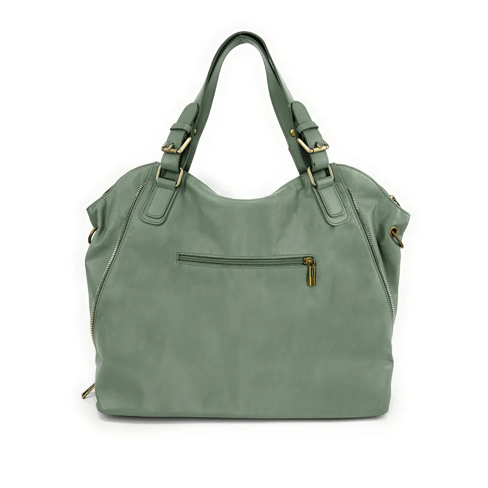 Sac porté épaule en cuir lisse CAMELIA Vert pastel - Image 3