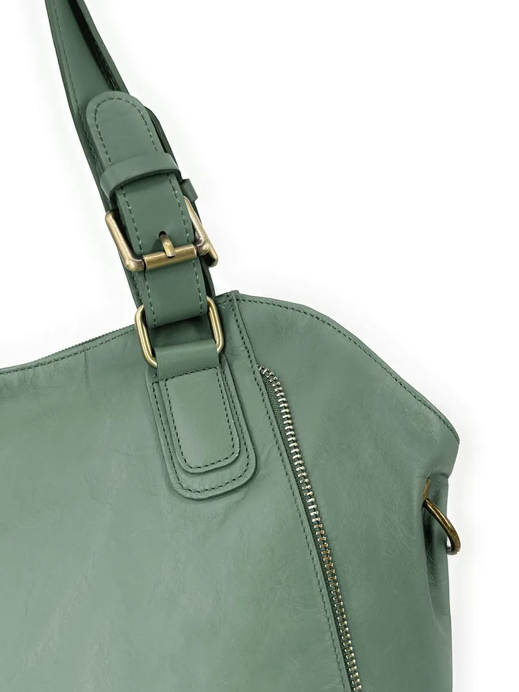 Sac porté épaule en cuir lisse CAMELIA Vert pastel - Image 6