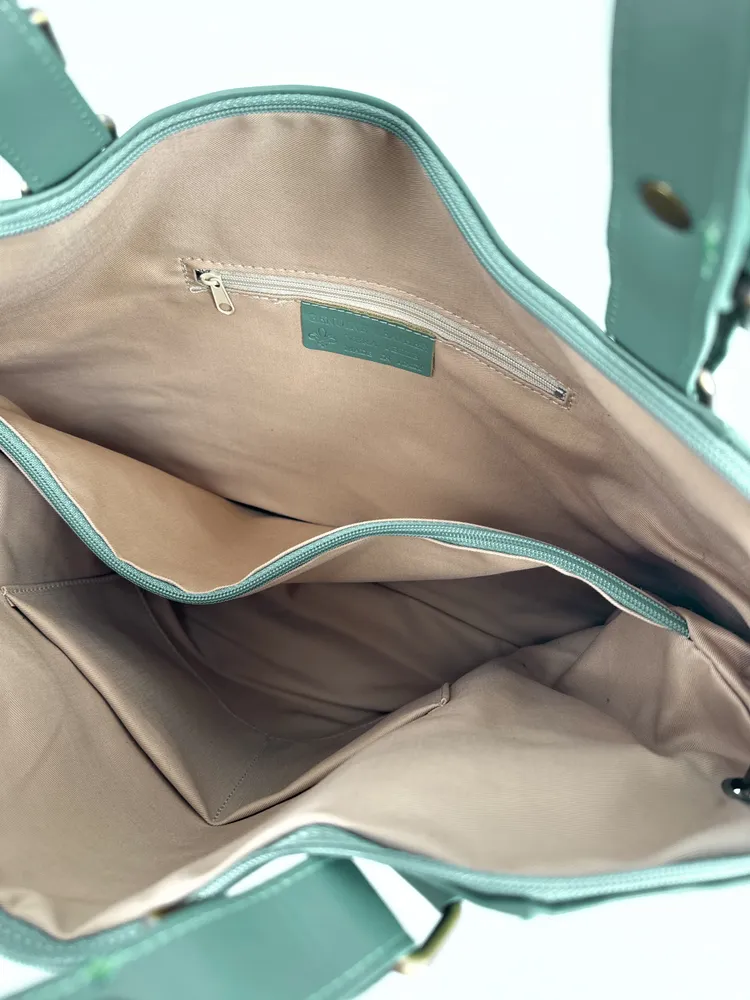 Sac porté épaule en cuir lisse CAMELIA Vert pastel - Image 7
