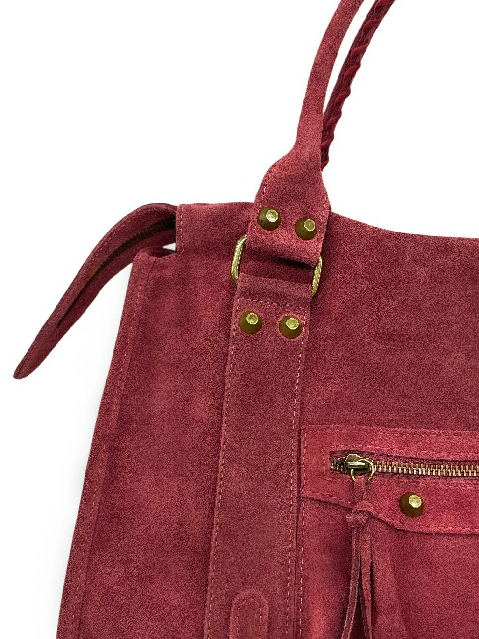 Grand sac à main en daim STORM SUEDE XL Rouge Bordeaux - Image 6