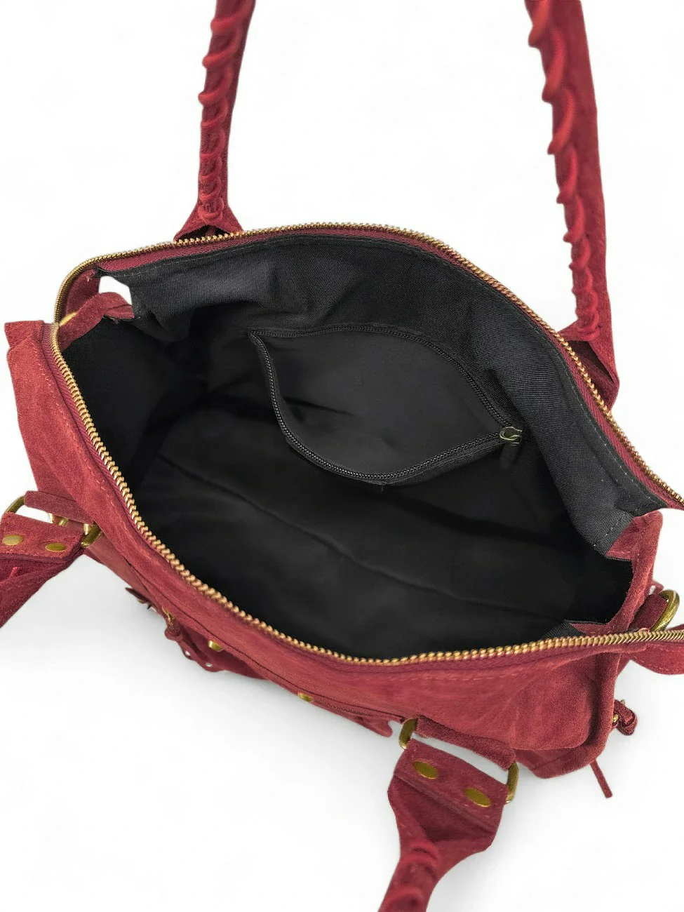 Grand sac à main en daim STORM SUEDE XL Rouge Bordeaux - Image 7