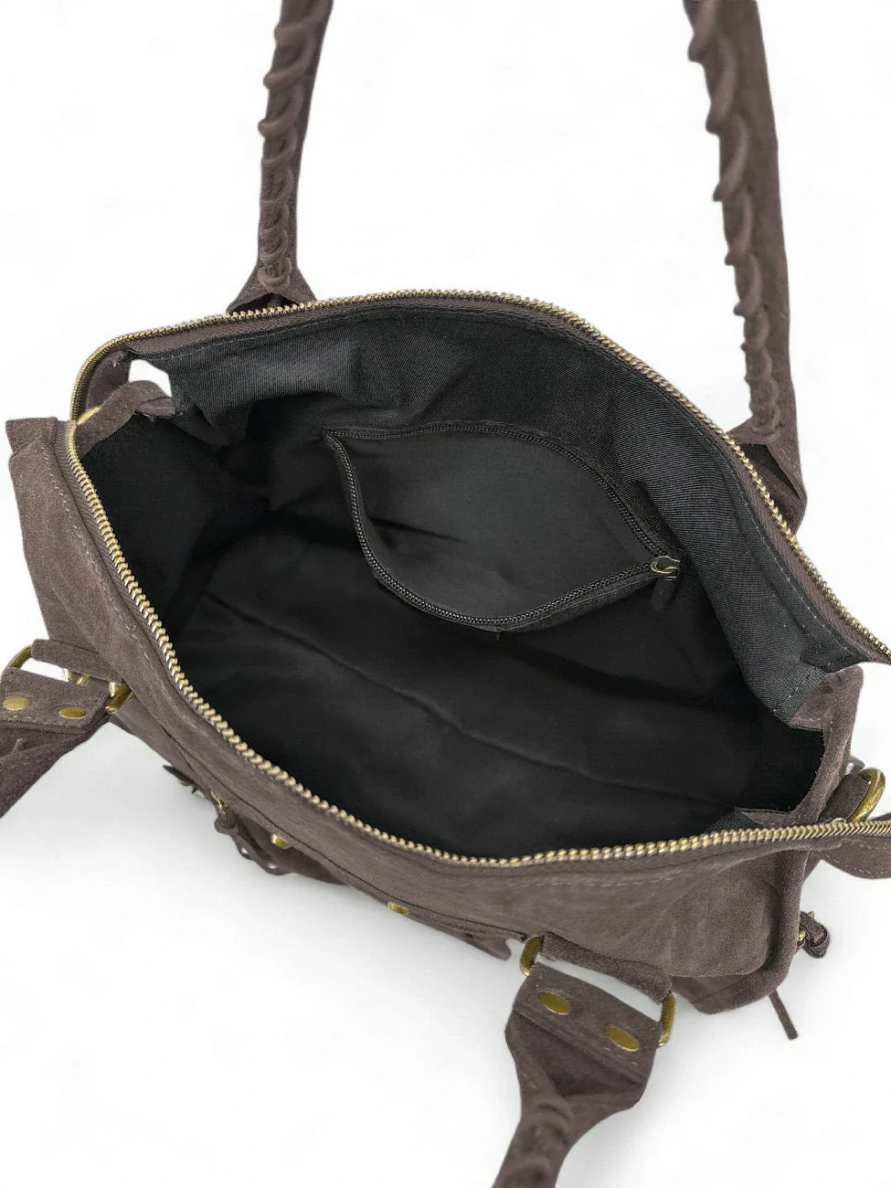 Grand sac à main en daim STORM SUEDE XL Marron Chocolat - Image 7