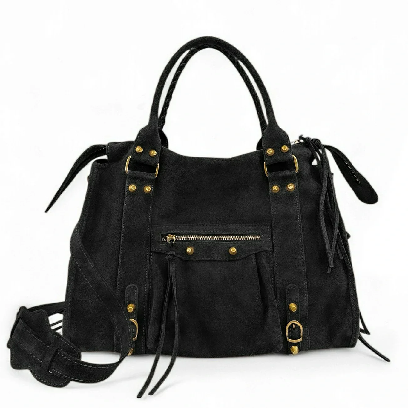 Grand sac à main en daim STORM SUEDE XL Noir - Image 4