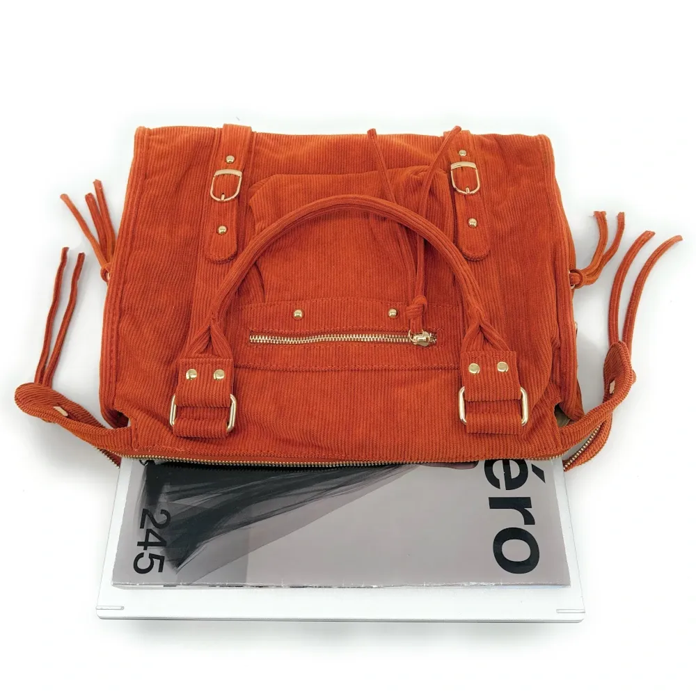 Sac à main en velours côtelé VELVET STORM Orange patiné - Image 5