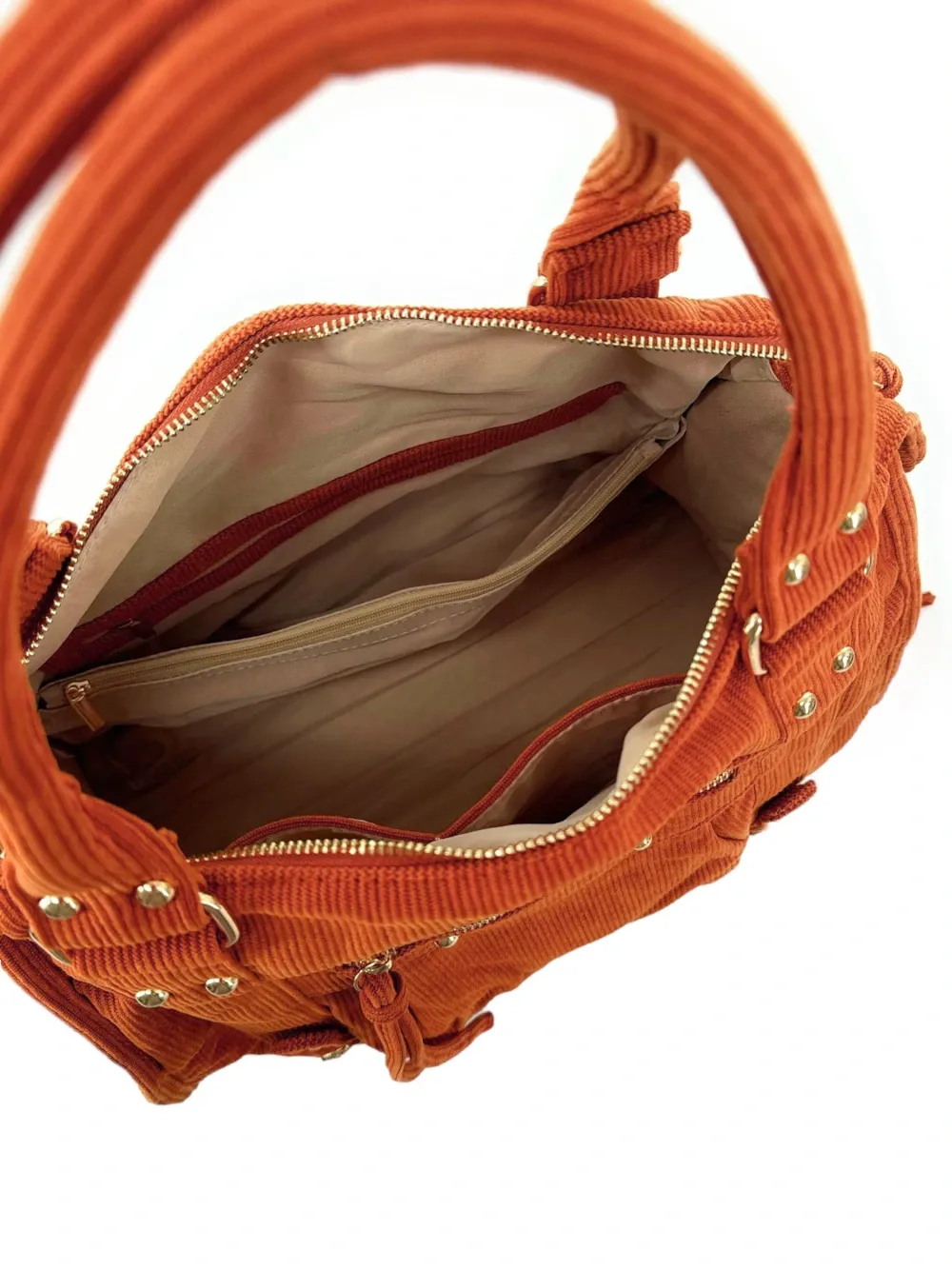Sac à main en velours côtelé VELVET STORM Orange patiné - Image 6