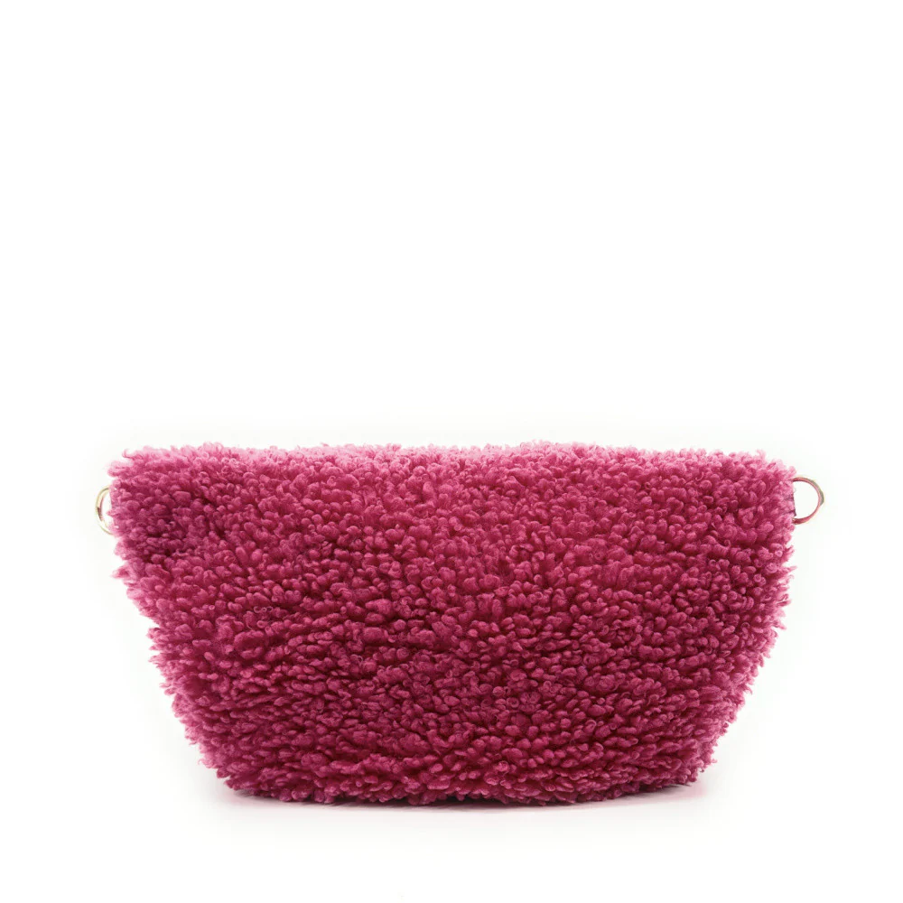 Grand sac banane en cuir et peluche LOU PILOU L Framboise - Image 3