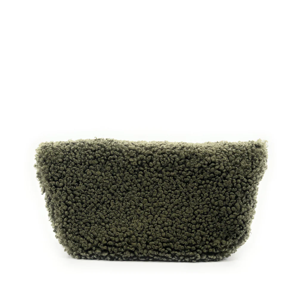 Grand sac banane en cuir et peluche LOU PILOU L Kaki - Image 3