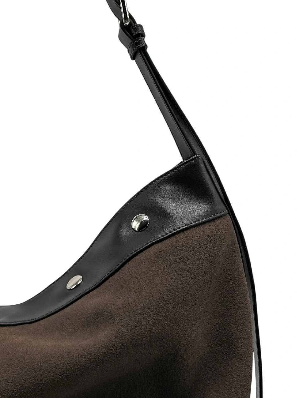 Grand sac cabas en daim et cuir lisse EMMA Marron Chocolat - Image 4