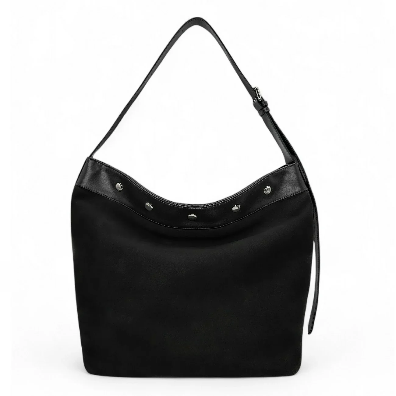 Grand sac cabas en daim et cuir lisse EMMA Noir