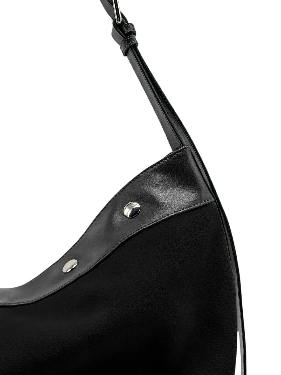 Grand sac cabas en daim et cuir lisse EMMA Noir - Image 4