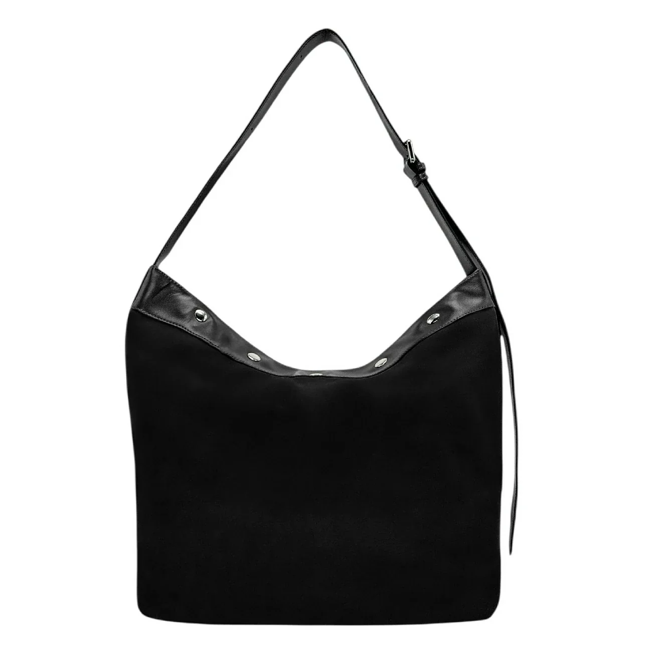 Grand sac cabas en daim et cuir lisse EMMA Noir - Image 5