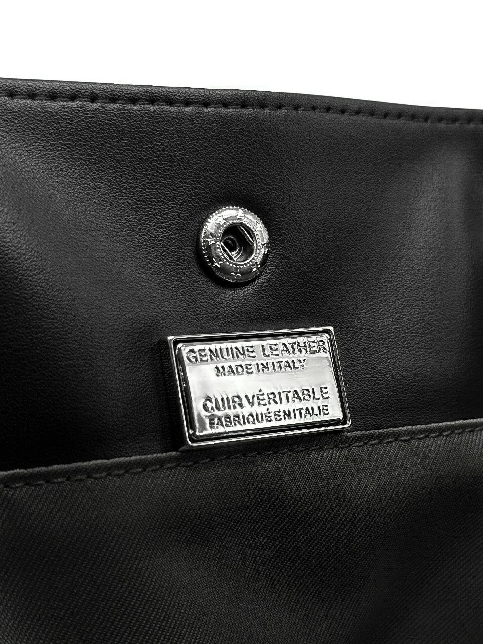 Grand sac cabas en daim et cuir lisse EMMA Noir - Image 6