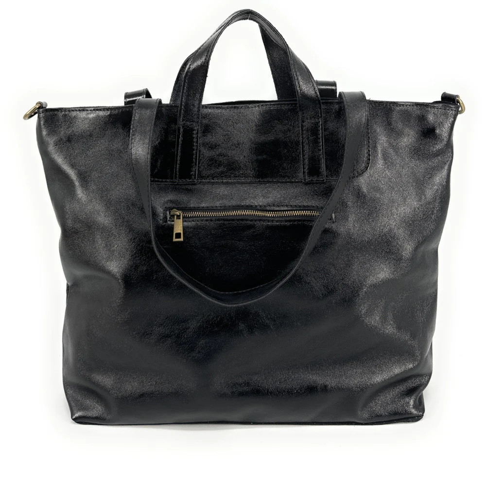 Grand sac cabas en cuir irisé ANDROMEDE Noir irisé - Image 4