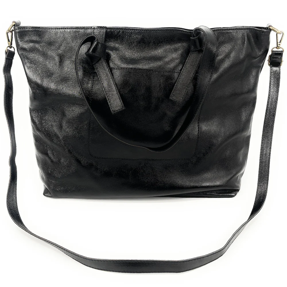 Grand sac cabas en cuir irisé CASSIOPEE Noir irisé - Image 5