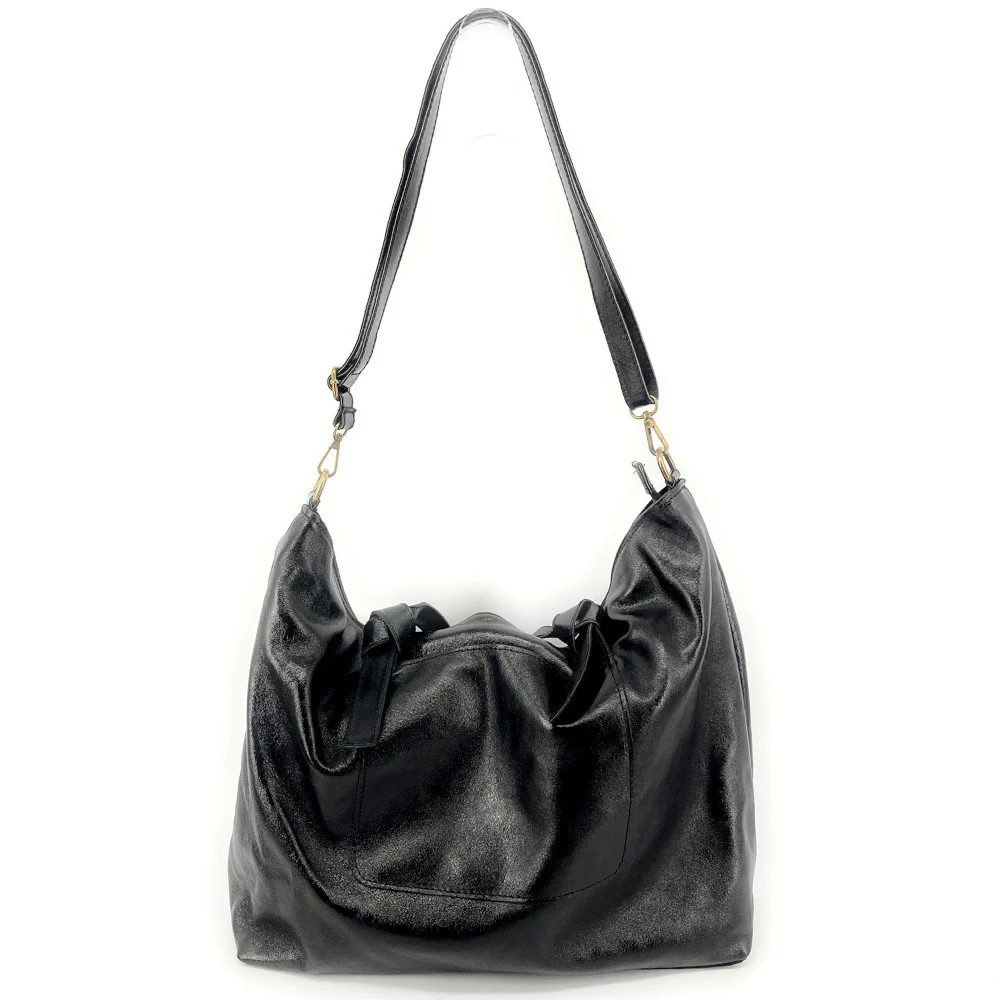 Grand sac cabas en cuir irisé CASSIOPEE Noir irisé - Image 6