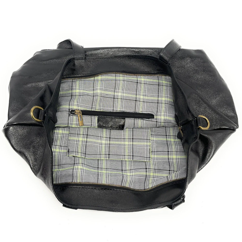 Grand sac cabas en cuir irisé CASSIOPEE Noir irisé - Image 9