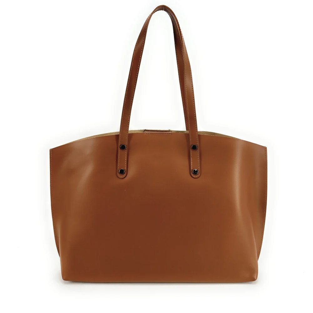 Grand sac cabas en cuir lisse VINCENNES Camel - Image 3