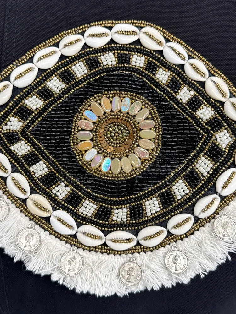 Grand sac en coton et perles I SEA YOU Noir - Image 6