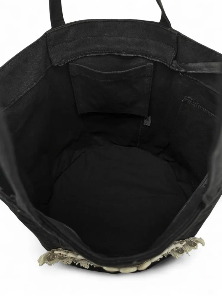 Grand sac en coton et perles I SEA YOU Noir - Image 7