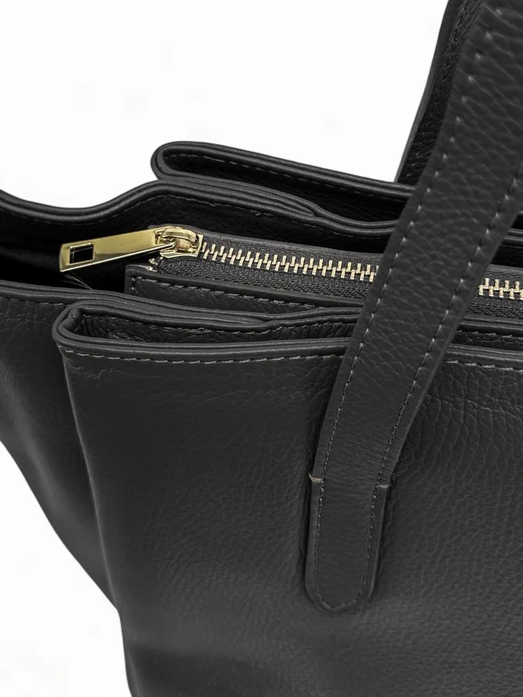 Grand sac en cuir grainé TITANIA Noir - Image 5