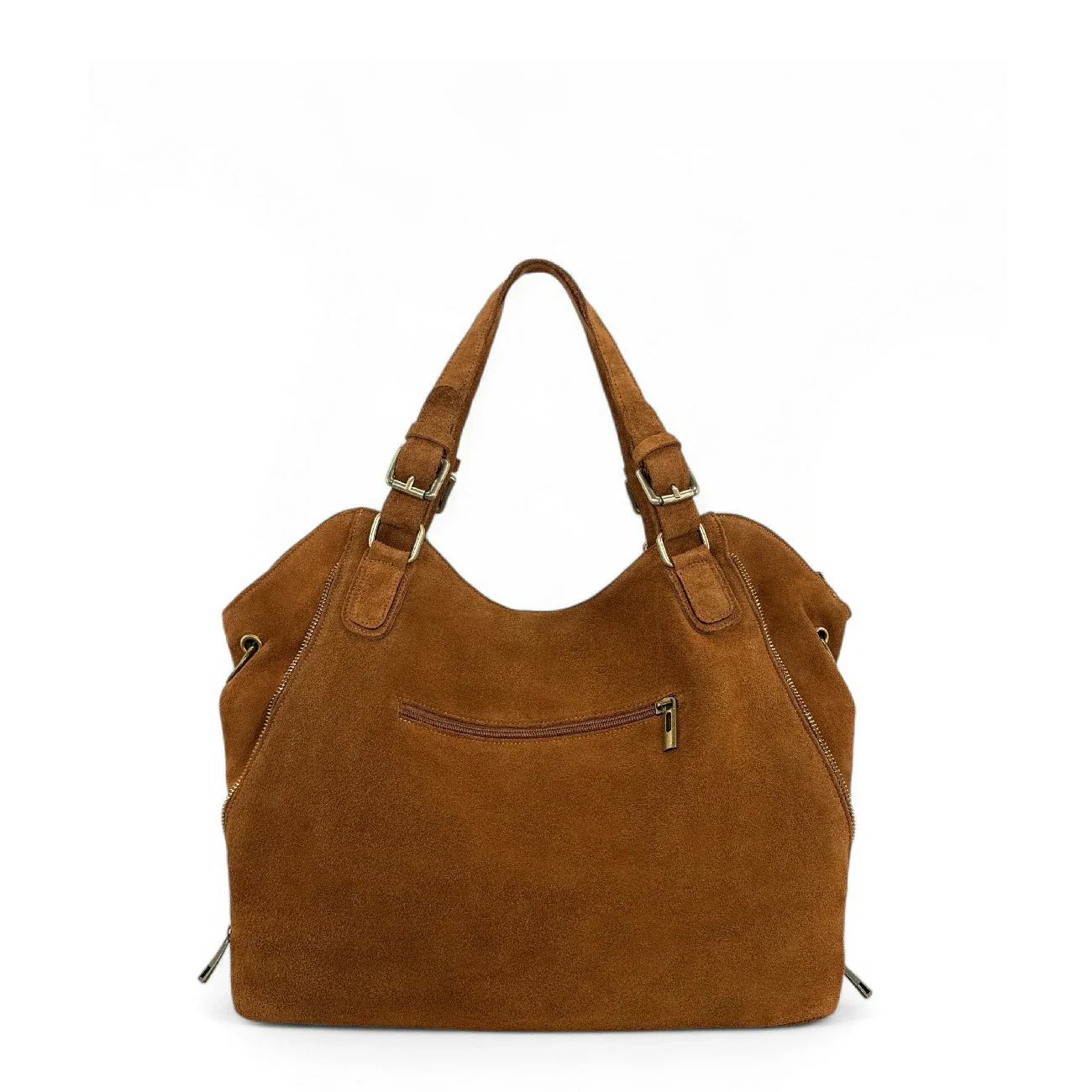 Grand sac hobo en croûte de cuir CAMELIA SUEDE Camel foncé - Image 5