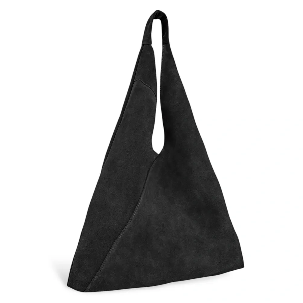 Grand sac hobo en daim EOLIA Noir - Image 3