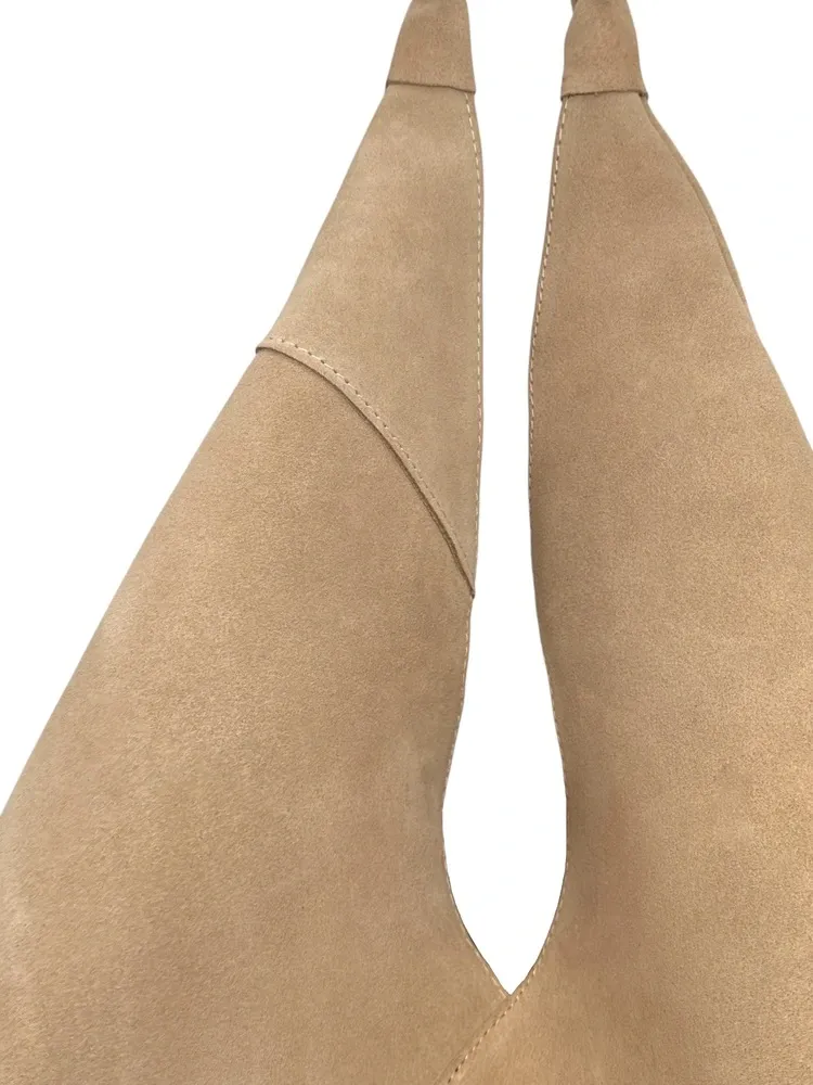 Grand sac hobo en daim EOLIA Taupe clair - Image 7