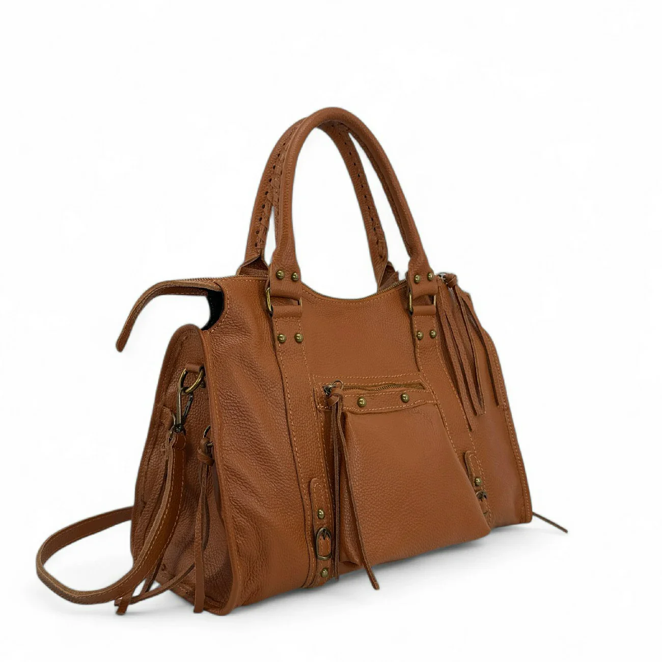 Grand sac type bowling en cuir grainé SANDSTORM Camel - Image 3