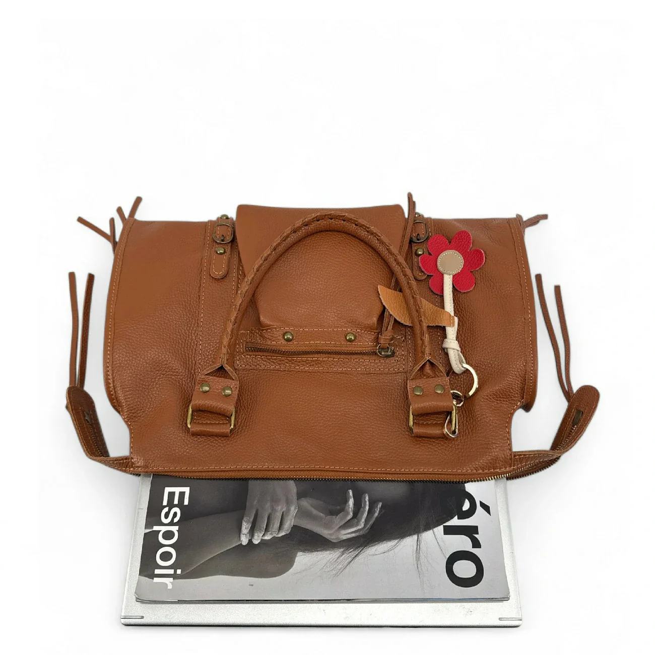 Grand sac type bowling en cuir grainé SANDSTORM Camel - Image 4