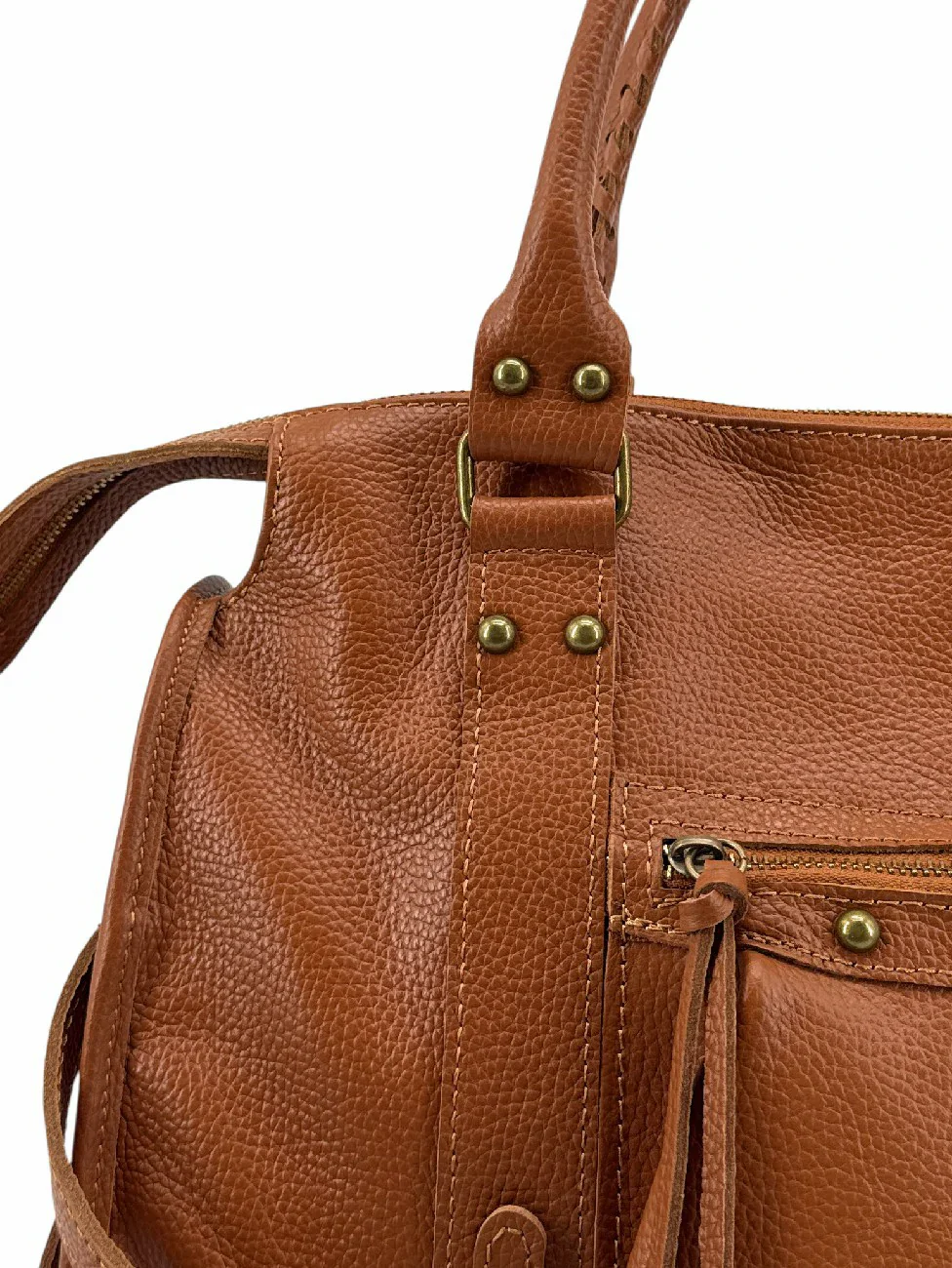 Grand sac type bowling en cuir grainé SANDSTORM Camel - Image 5