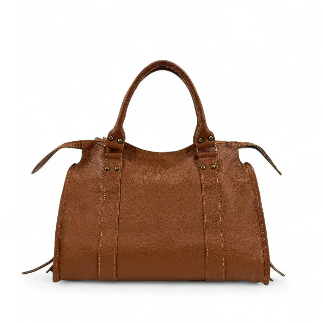 Grand sac type bowling en cuir grainé SANDSTORM Camel - Image 7