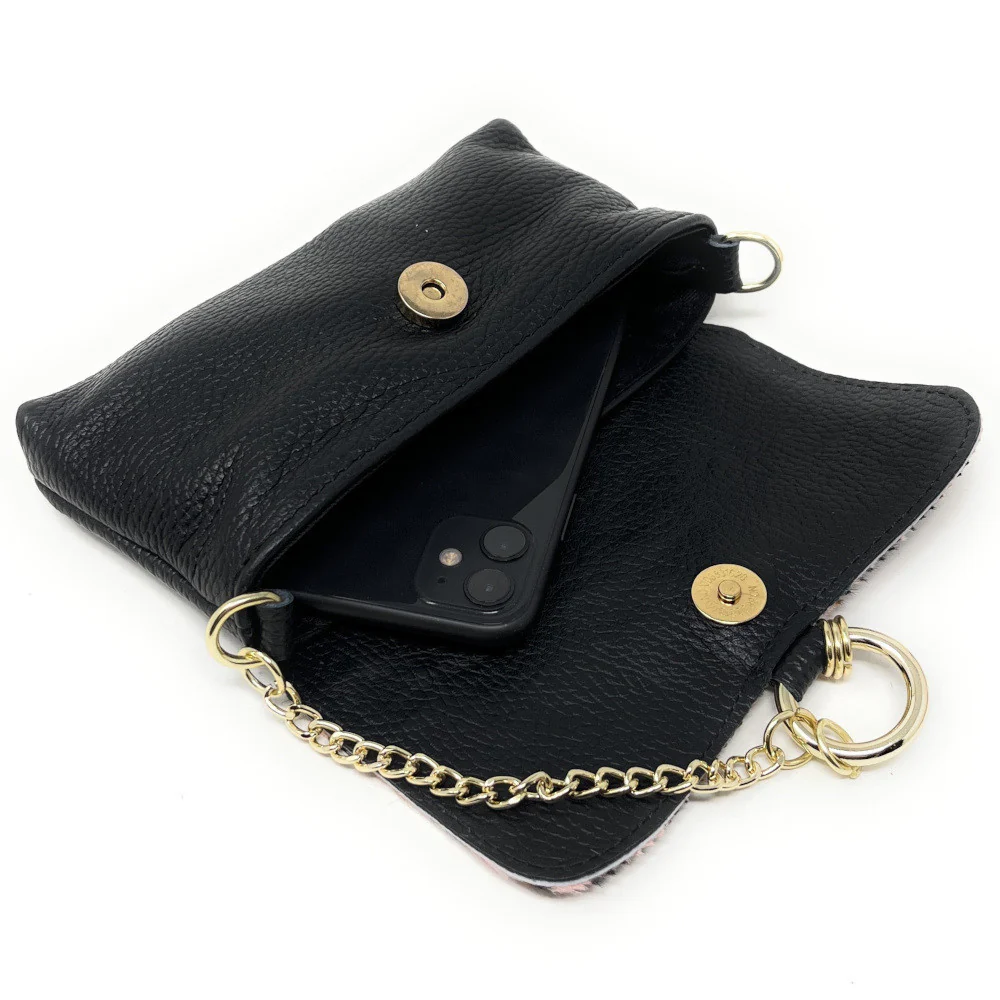 Mini-sac à main en cuir et poils de vachette MASAÏ Léopard vert - Image 5