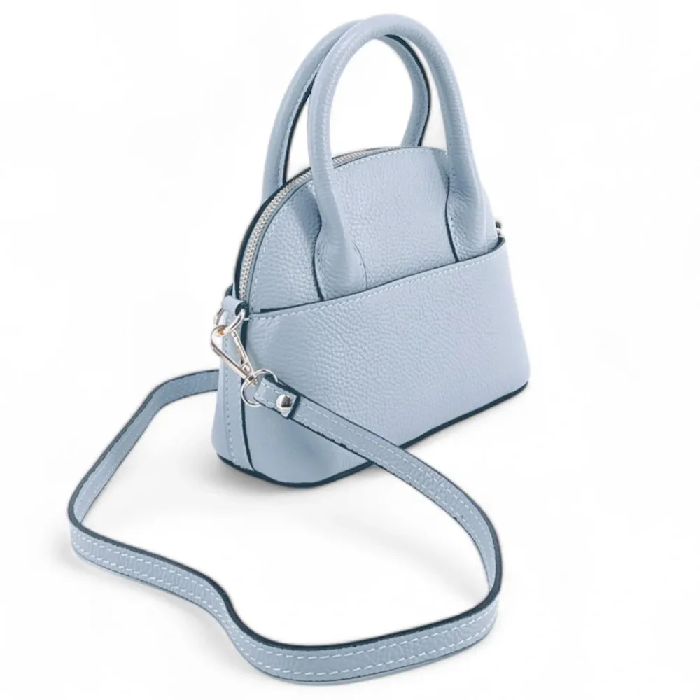 Mini-sac à main en cuir grainé MANOLITA Bleu pastel - Image 3