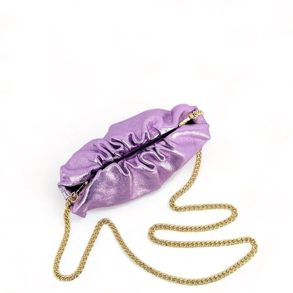 Mini-sac à main pouch en cuir irisé RIO Mauve - Image 3
