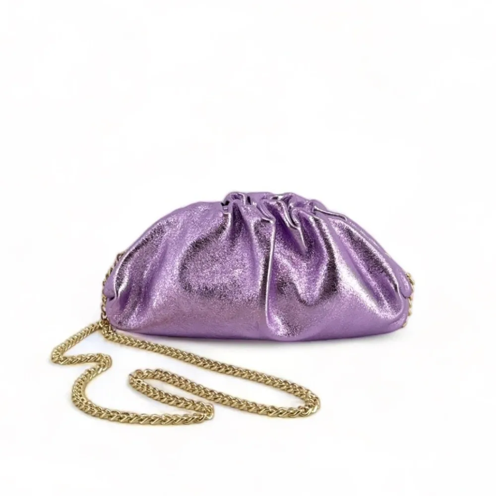 Mini-sac à main pouch en cuir irisé RIO Mauve - Image 4
