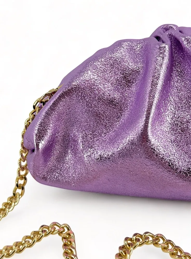 Mini-sac à main pouch en cuir irisé RIO Mauve - Image 5