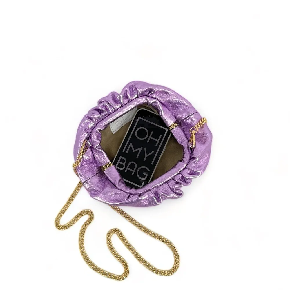 Mini-sac à main pouch en cuir irisé RIO Mauve - Image 6