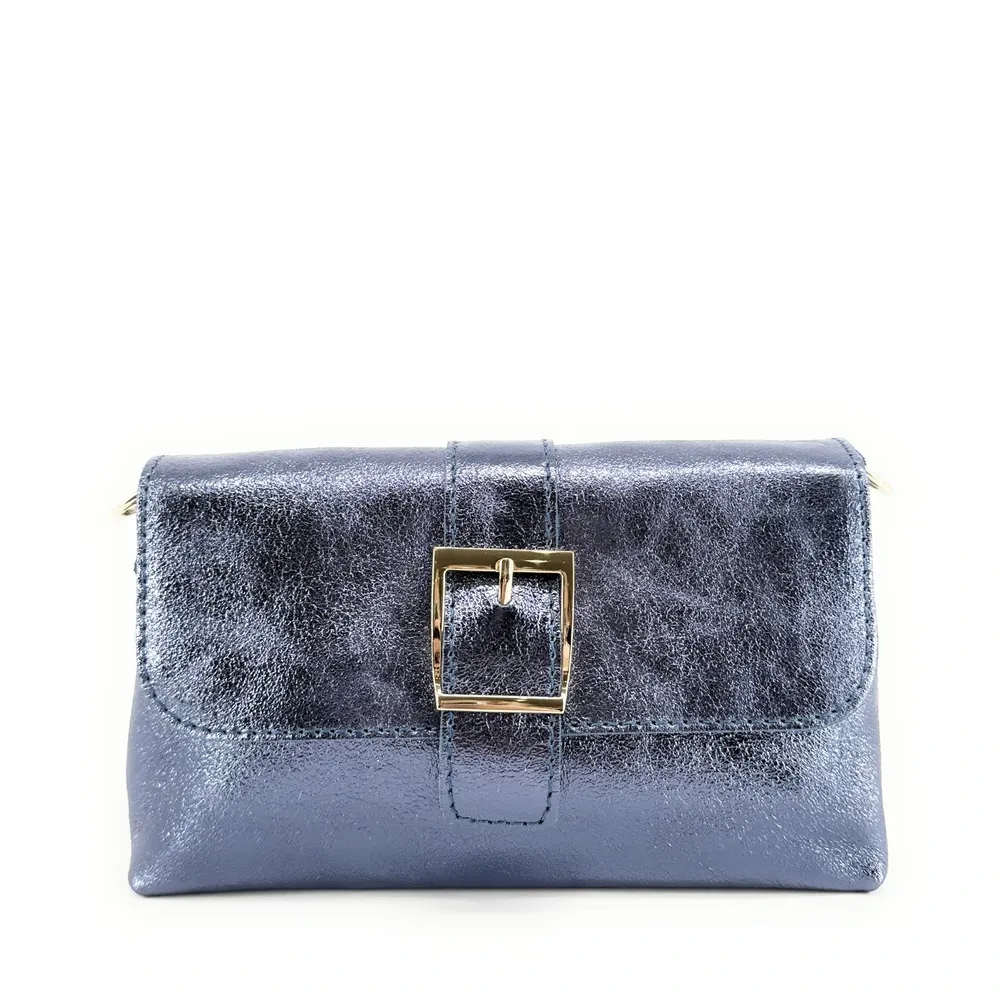 Mini-sac à main en cuir irisé VENEZIA Bleu céleste - Image 4