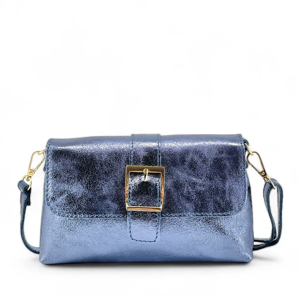 Mini-sac à main en cuir irisé VENEZIA Bleu céleste - Image 5