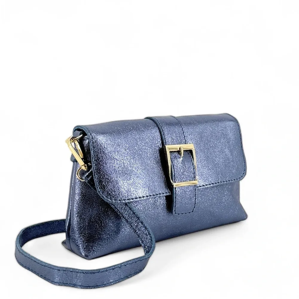 Mini-sac à main en cuir irisé VENEZIA Bleu céleste - Image 6