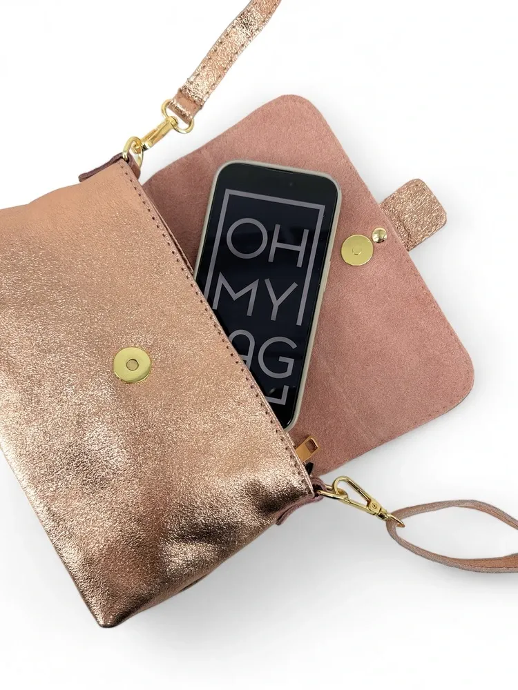 Mini-sac à main en cuir irisé VENEZIA Rose gold - Image 7