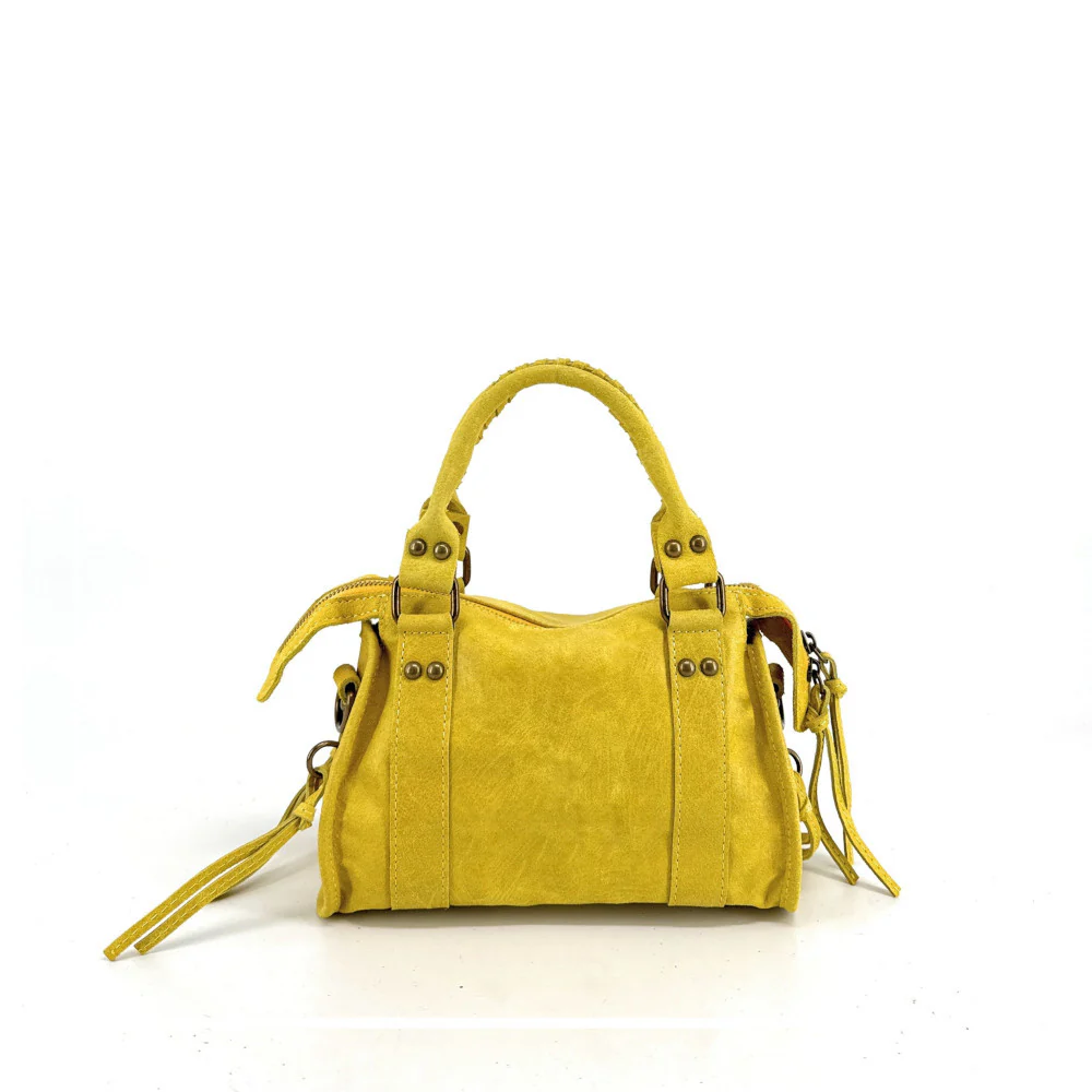 Mini-sac bowling en cuir mat brossé SANDSTORM MINI Jaune tournesol - Image 3