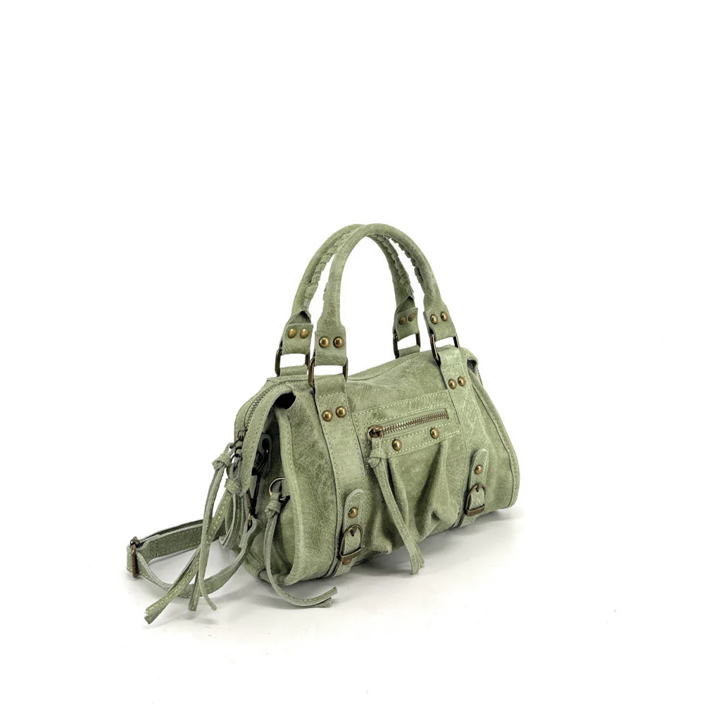 Mini-sac bowling en cuir mat brossé SANDSTORM MINI Vert amande - Image 2
