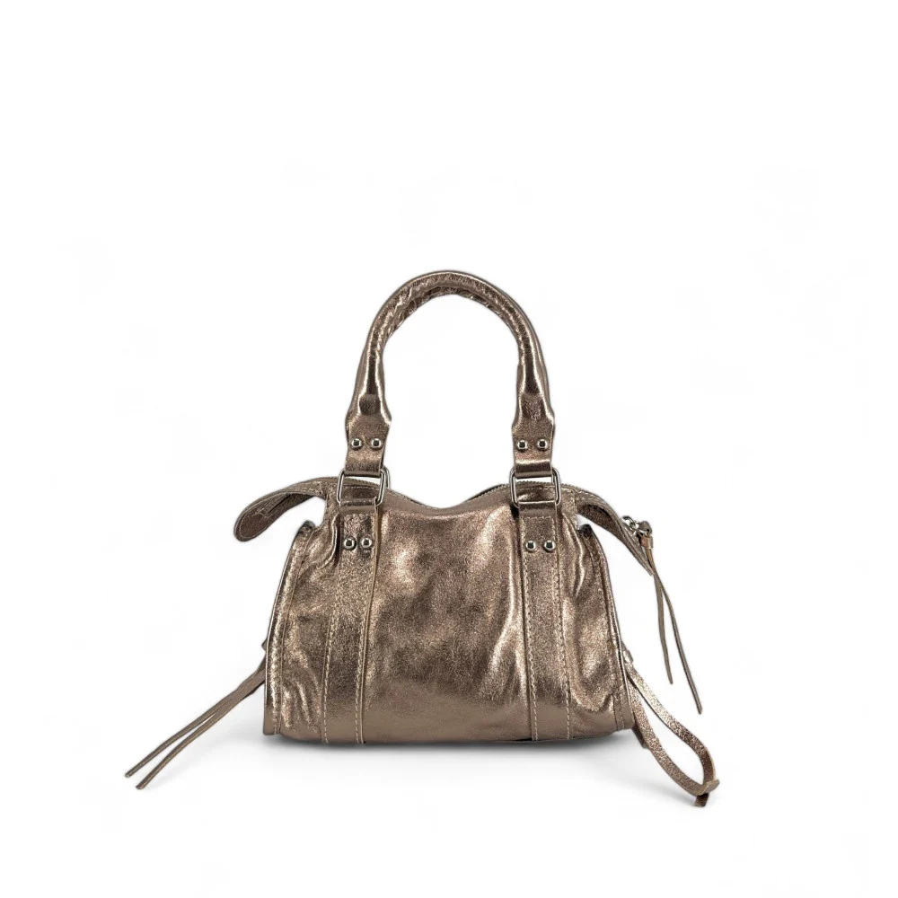 Mini-sac bowling en cuir irisé SANDSTORM NANO Champagne - Image 4