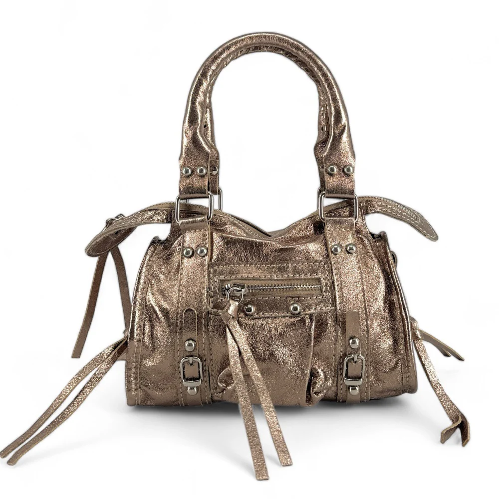 Mini-sac bowling en cuir irisé SANDSTORM NANO Champagne - Image 5