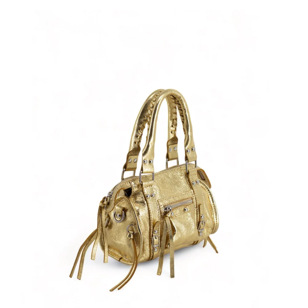 Mini-sac bowling en cuir irisé SANDSTORM NANO Or - Image 5